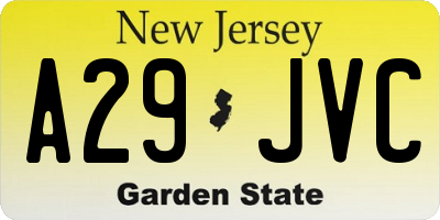 NJ license plate A29JVC