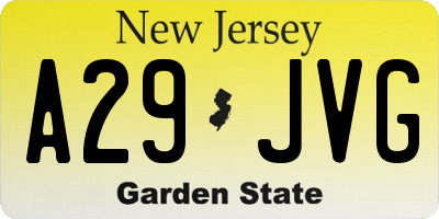 NJ license plate A29JVG