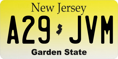 NJ license plate A29JVM