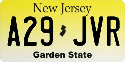 NJ license plate A29JVR