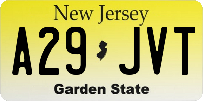 NJ license plate A29JVT