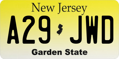 NJ license plate A29JWD