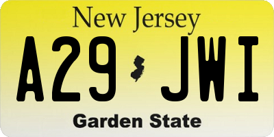 NJ license plate A29JWI