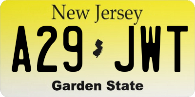 NJ license plate A29JWT