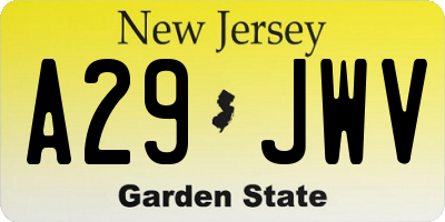 NJ license plate A29JWV