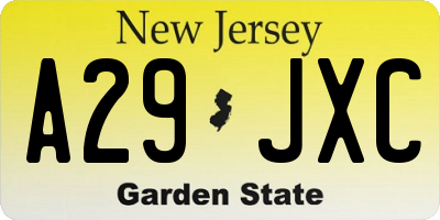 NJ license plate A29JXC