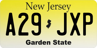 NJ license plate A29JXP