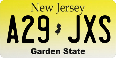 NJ license plate A29JXS