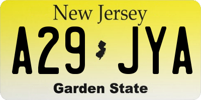 NJ license plate A29JYA