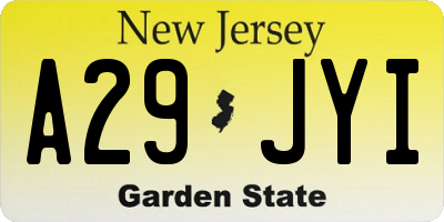 NJ license plate A29JYI
