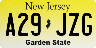 NJ license plate A29JZG