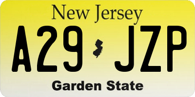 NJ license plate A29JZP