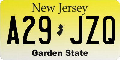 NJ license plate A29JZQ