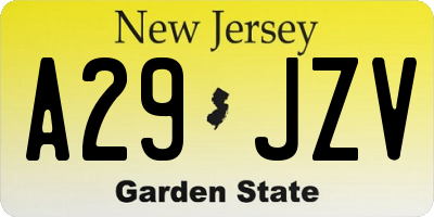 NJ license plate A29JZV