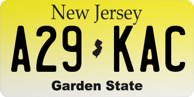 NJ license plate A29KAC