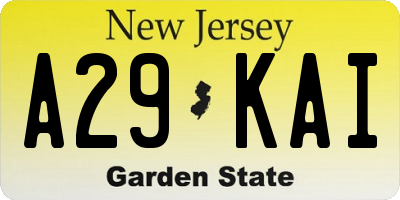 NJ license plate A29KAI
