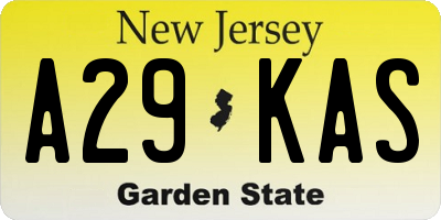 NJ license plate A29KAS