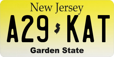 NJ license plate A29KAT