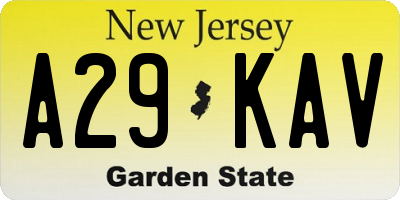 NJ license plate A29KAV