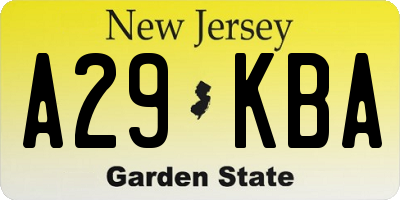 NJ license plate A29KBA