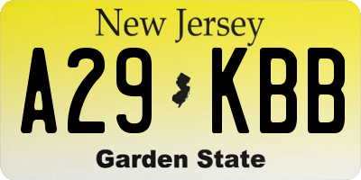 NJ license plate A29KBB