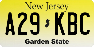 NJ license plate A29KBC