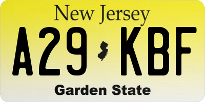 NJ license plate A29KBF