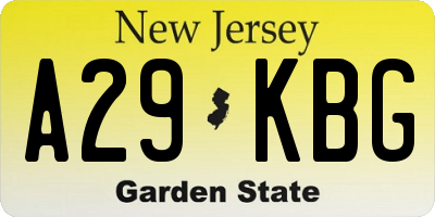 NJ license plate A29KBG