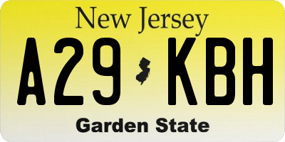 NJ license plate A29KBH