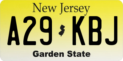 NJ license plate A29KBJ