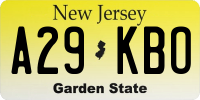 NJ license plate A29KBO