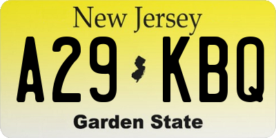 NJ license plate A29KBQ