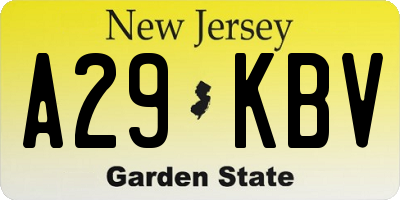 NJ license plate A29KBV