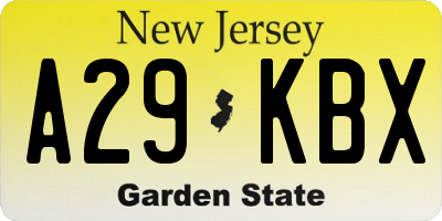 NJ license plate A29KBX