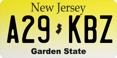 NJ license plate A29KBZ