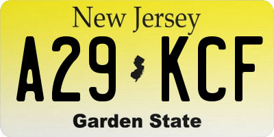 NJ license plate A29KCF
