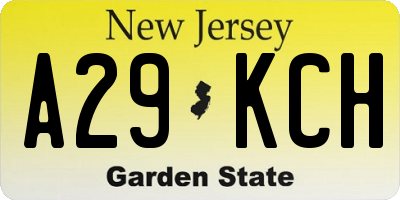 NJ license plate A29KCH