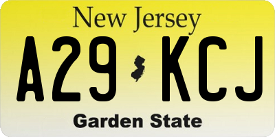 NJ license plate A29KCJ