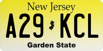 NJ license plate A29KCL