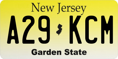 NJ license plate A29KCM
