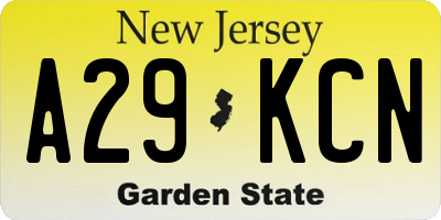 NJ license plate A29KCN
