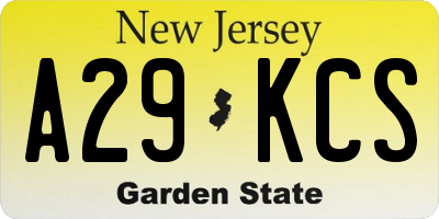 NJ license plate A29KCS
