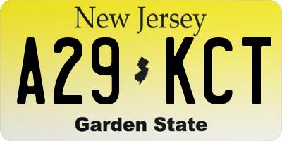 NJ license plate A29KCT