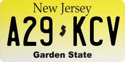 NJ license plate A29KCV