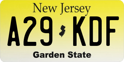 NJ license plate A29KDF