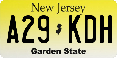 NJ license plate A29KDH