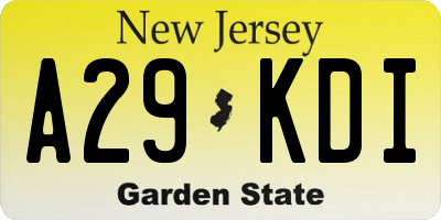 NJ license plate A29KDI