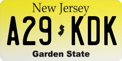 NJ license plate A29KDK
