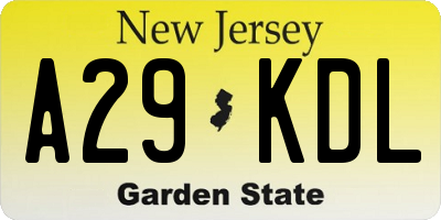 NJ license plate A29KDL