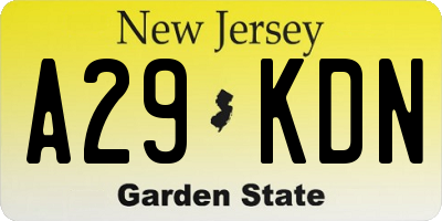 NJ license plate A29KDN